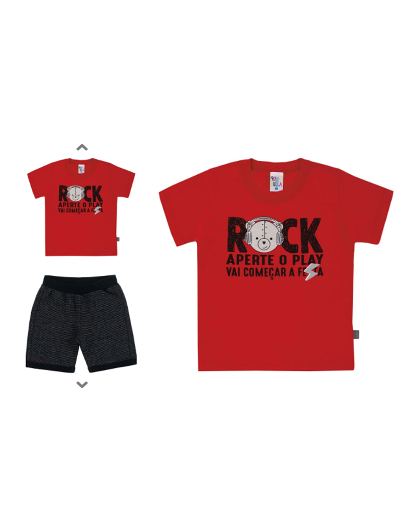 Conjunto Vermelh0 Maça / Preto Primeiros Passos Menino Meia Malha