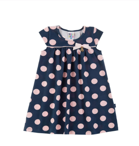 Vestido Rotativo Marinho Primeiros Passos Menina Cotton