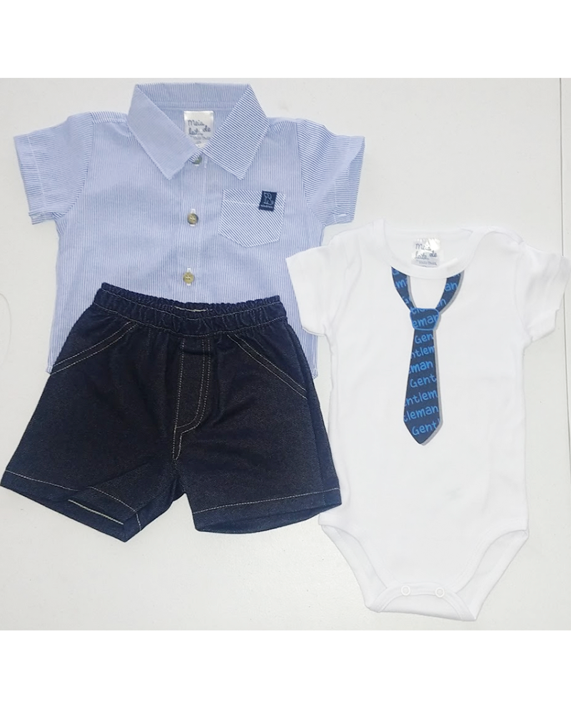 Conjunto Bebê List.   Royal / Branco / Marinho