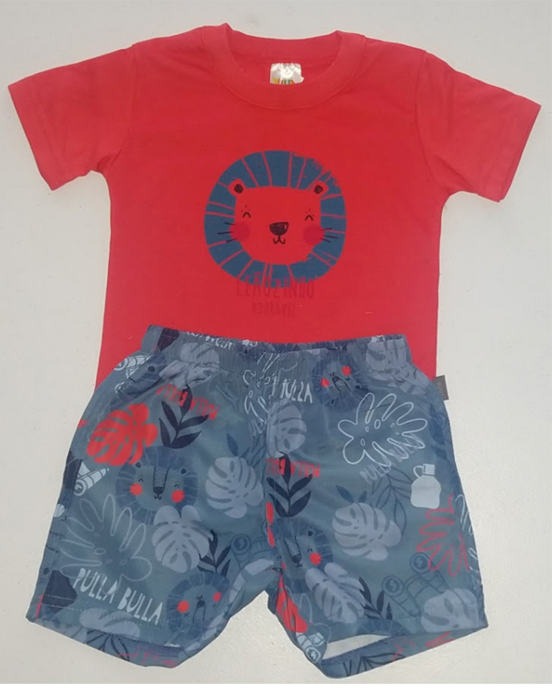 Conjunto Mescla Vermelho Maça / Rot. Jeans