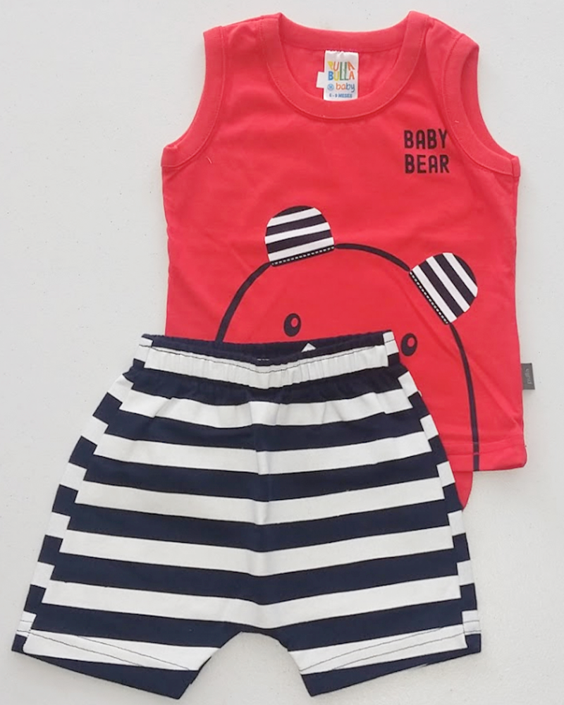 Conjunto Bebê Vermelho Maça / Marinho